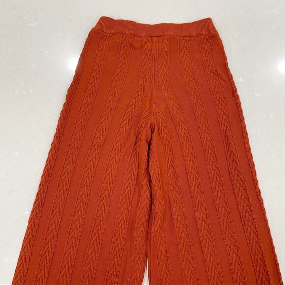 Anthropologie Cable Knit Wide Leg Pant Tank Top Set Burnt Orange XS - Picture 12 of 15